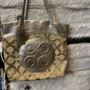 Coach. Gold and Silver Tote Bag